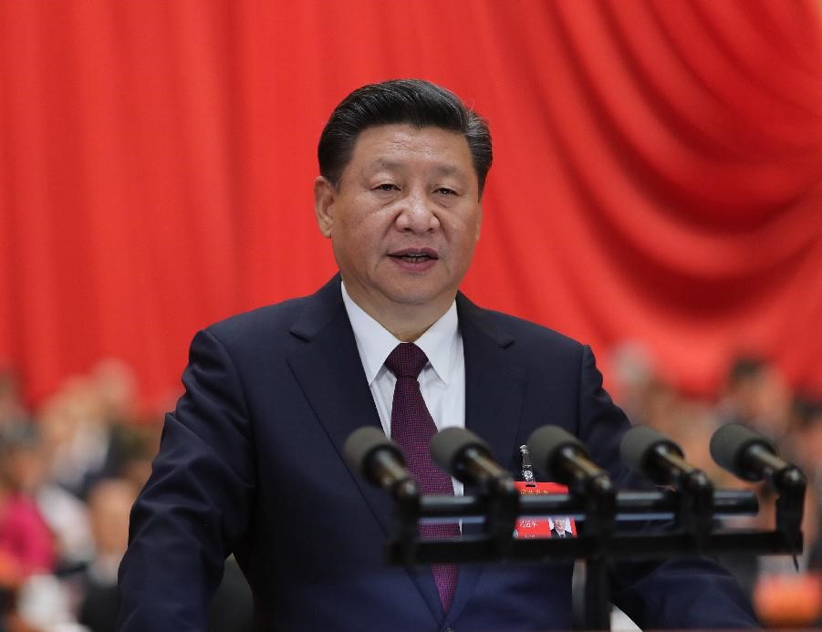 10月18日，習(xí)近平在中國(guó)共產(chǎn)黨第十九次全國(guó)代表大會(huì)上作報(bào)告。